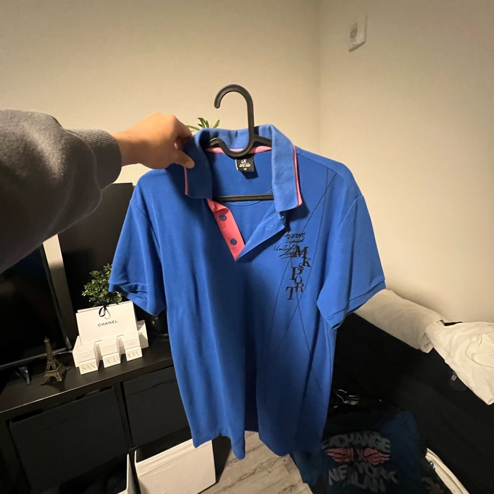 Blue polo shirt
